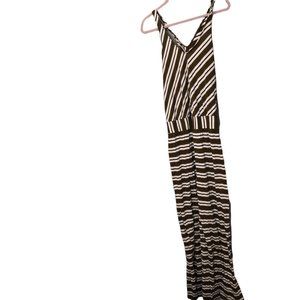 michael stars brown white striped cotton jersey knit beach sun maxi dres…
